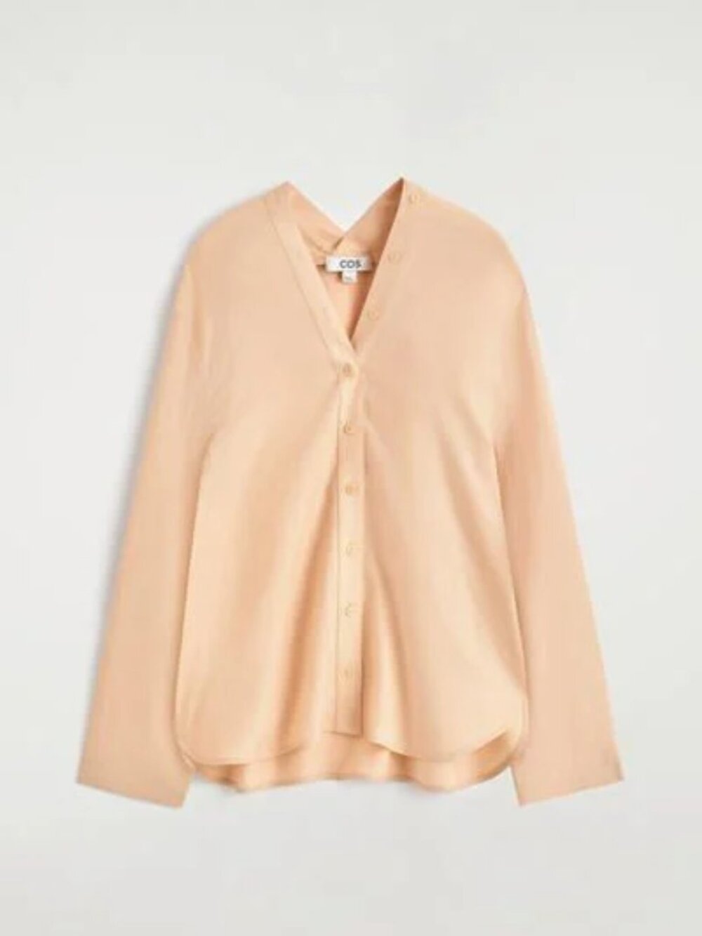 COS button-detail linen v-neck shirt